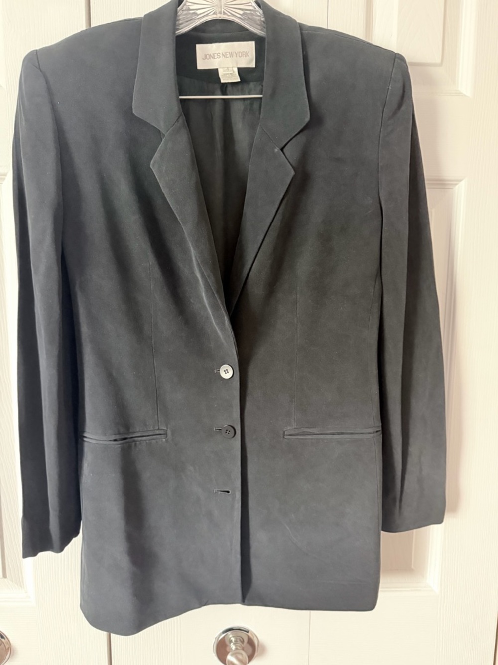 Jones New York Black 100% Silk Blazer Jacket size 4